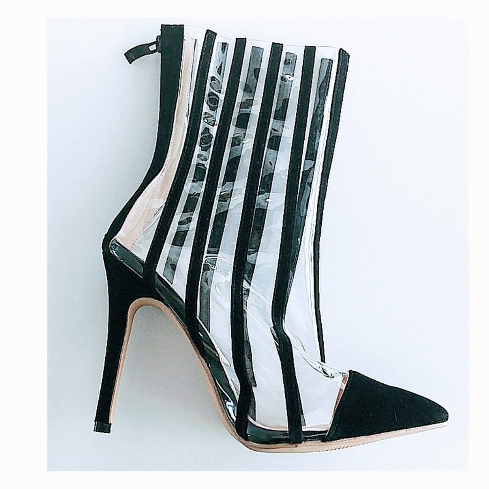 Clear vinyl  heel Booties